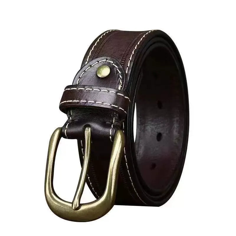 Handcrafted Antique Sanded Leather Belt for Men - Full Grain Cowhide with Pin Buckle & Distressed Finish