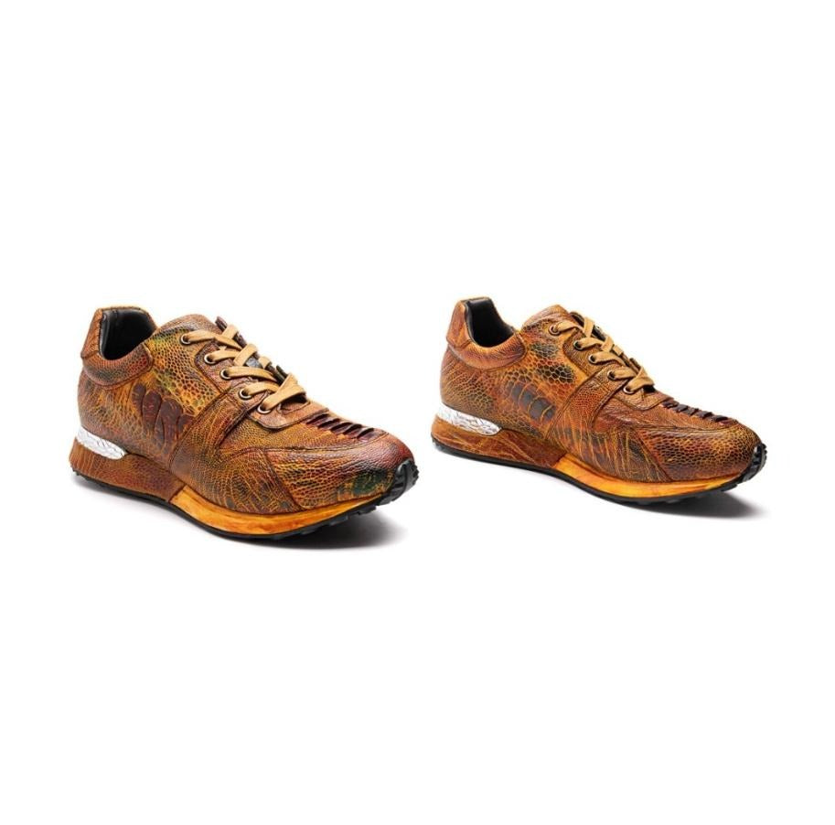 Crafton Heritage Premium Men's Handcrafted Ostrich Leg Leather Casual Sneakers - Breathable & Versatile Comfort