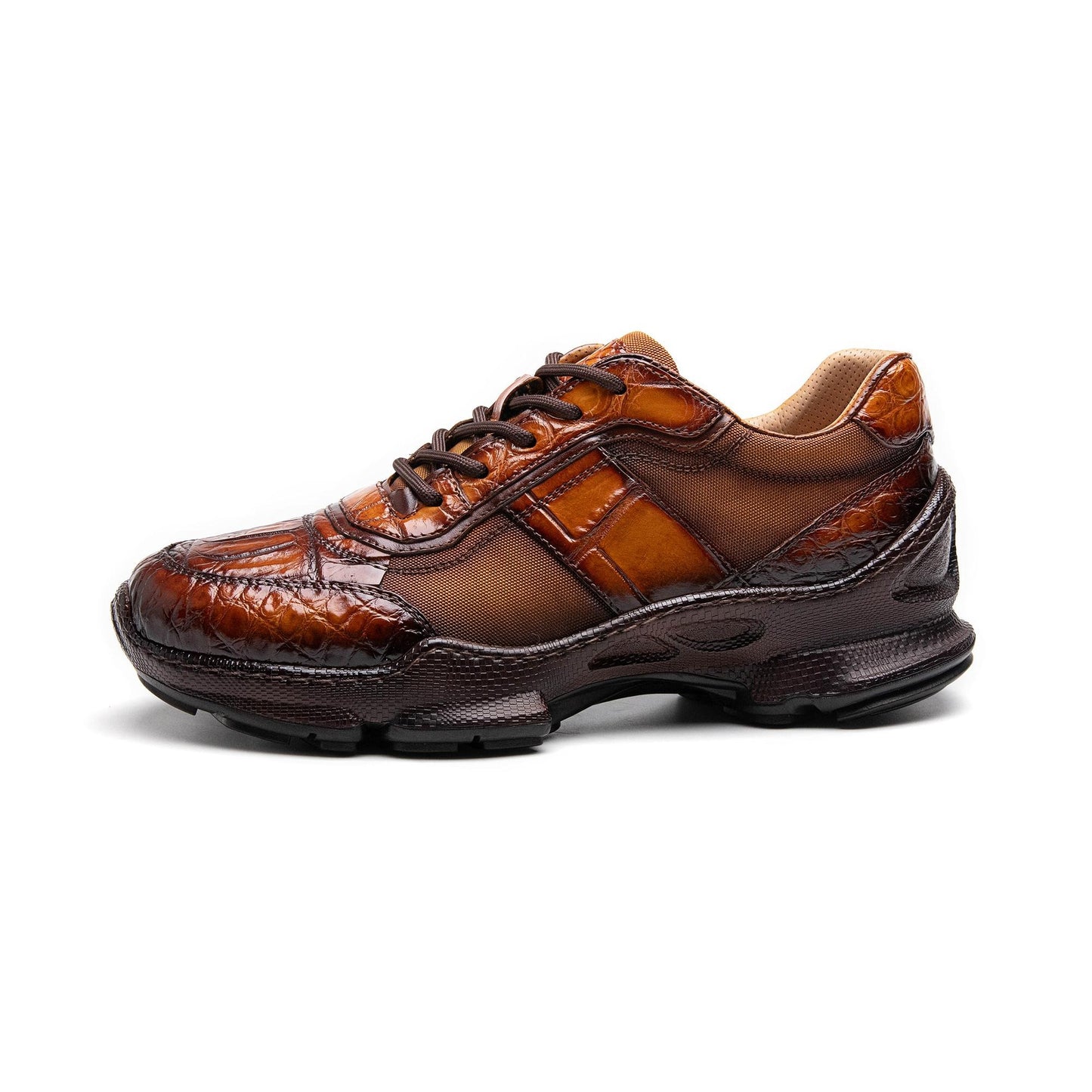 Crafton Heritage Premium Men's Summer Genuine Crocodile Leather Breathable Comfortable Stylish Trendy Casual Versatile Platform Clunky Sneakers