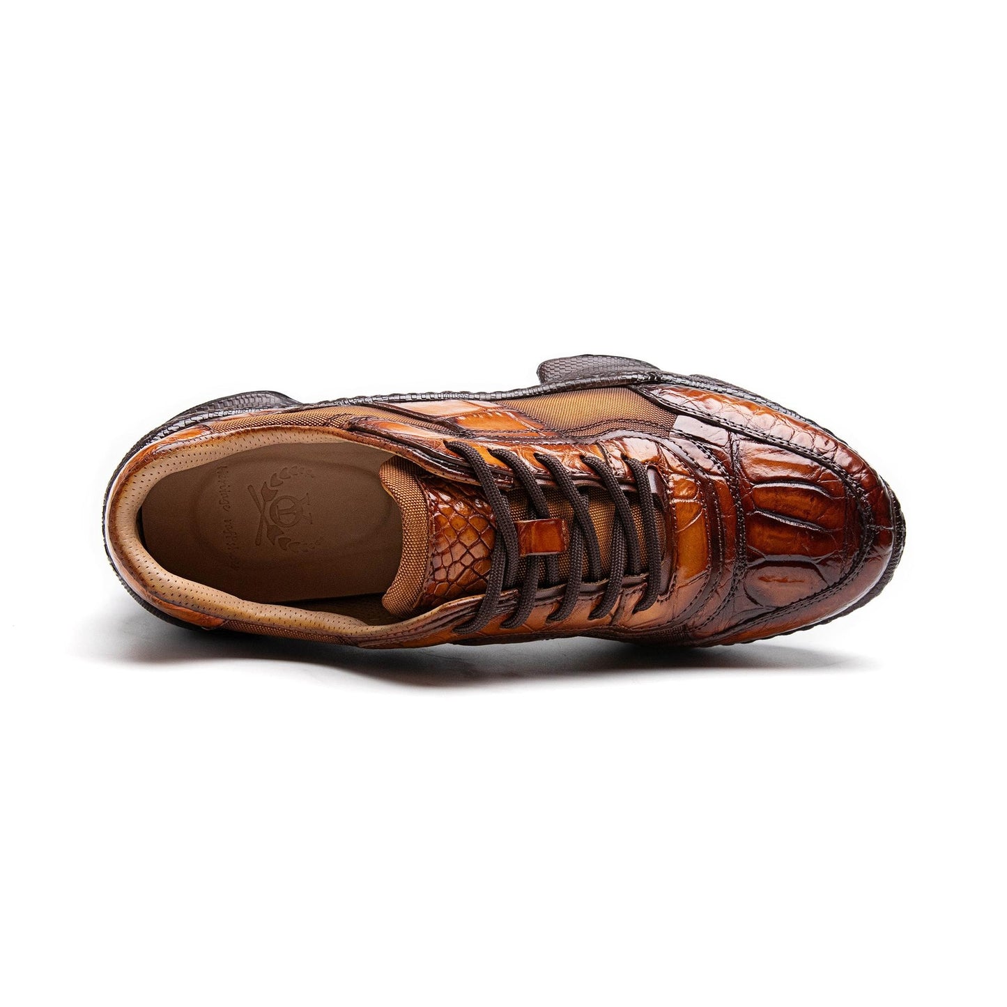 Crafton Heritage Premium Men's Summer Genuine Crocodile Leather Breathable Comfortable Stylish Trendy Casual Versatile Platform Clunky Sneakers