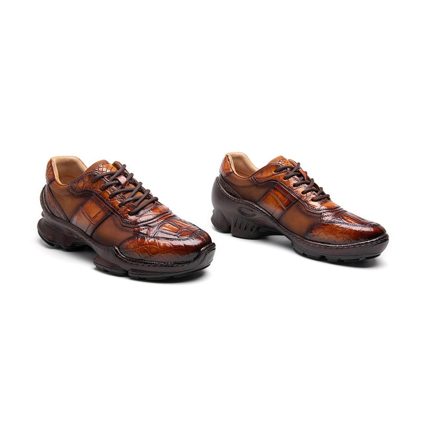 Crafton Heritage Premium Men's Summer Genuine Crocodile Leather Breathable Comfortable Stylish Trendy Casual Versatile Platform Clunky Sneakers