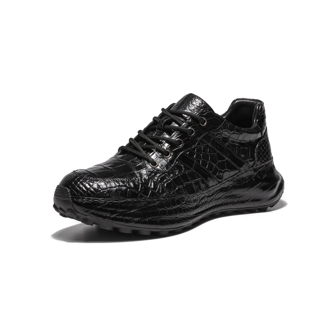 Crafton Heritage Men's Trendy Handmade Crocodile Leather Sneakers - Breathable Soft Sole Casual Versatile Sports Shoes