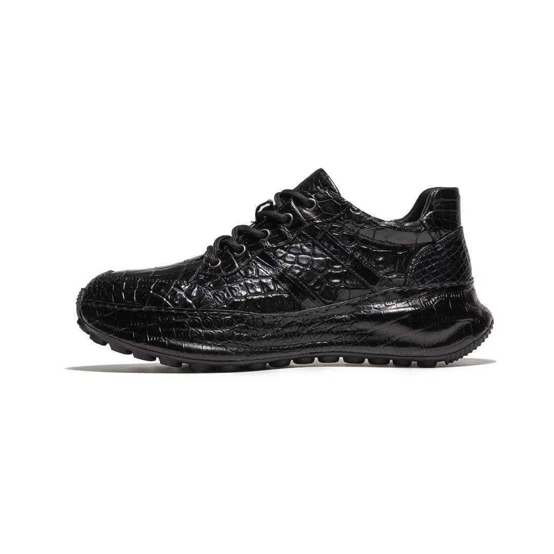 Crafton Heritage Men's Trendy Handmade Crocodile Leather Sneakers - Breathable Soft Sole Casual Versatile Sports Shoes