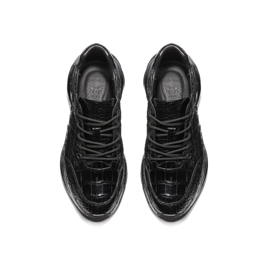 Crafton Heritage Men's Trendy Handmade Crocodile Leather Sneakers - Breathable Soft Sole Casual Versatile Sports Shoes