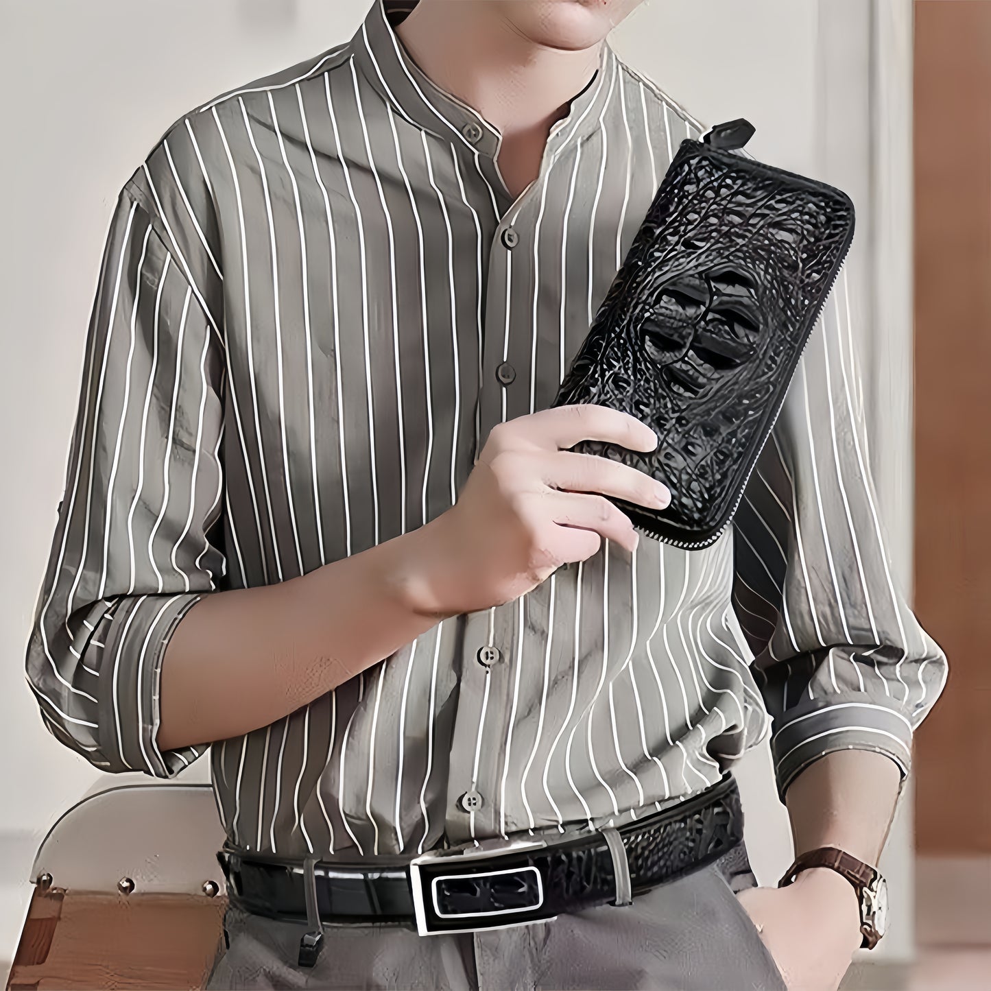 Men's crocodile patterned handbag wallet