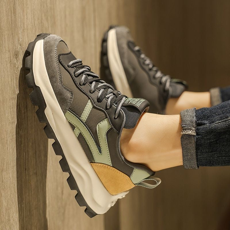 Calveto Handmade Retro Jogging Men's Shoes|Holiday Horsehide Leather Casual Shoes