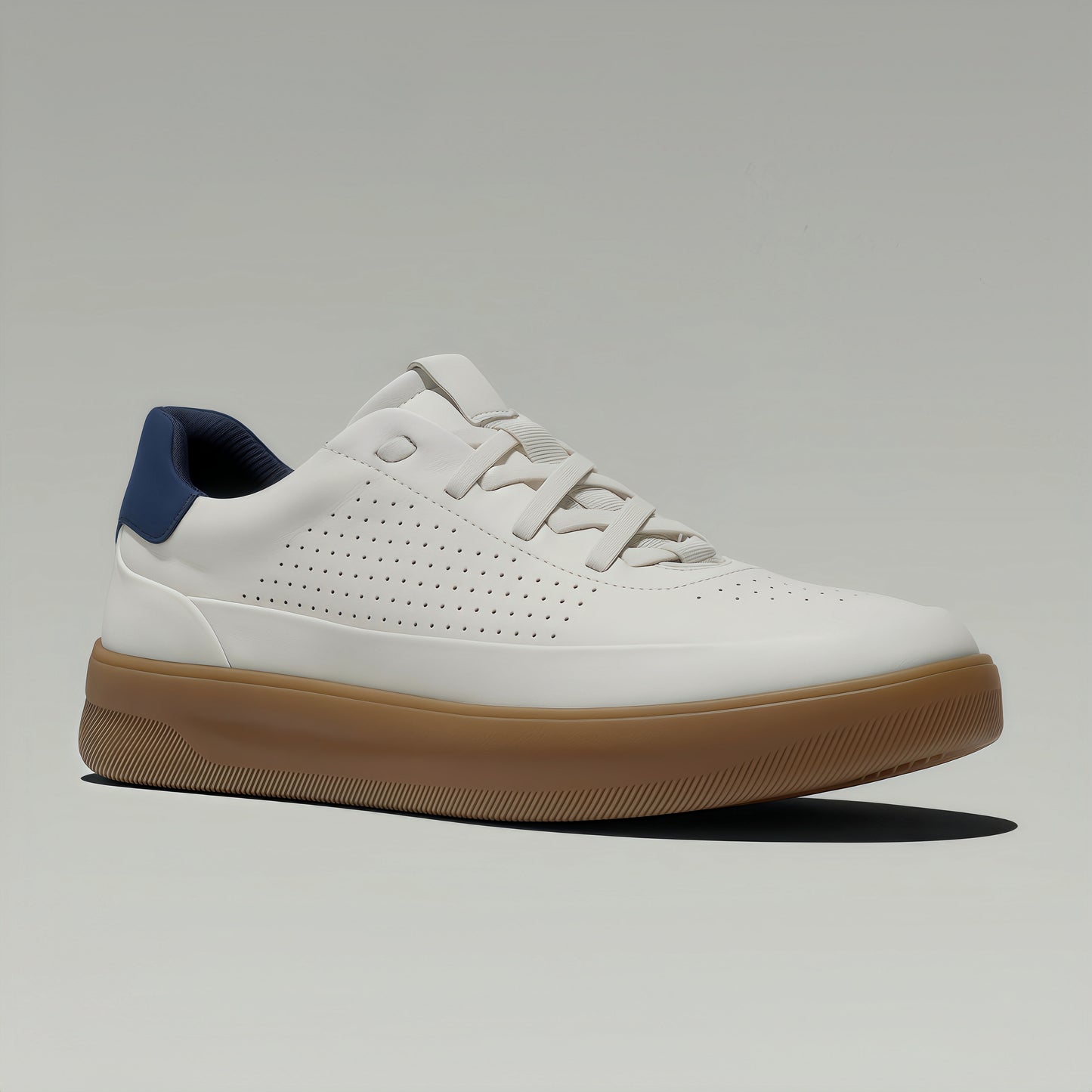 Calveto Men's Genuine Leather Versatile Casual Sneakers | Lightweight & Breathable White Sneakers for Summer 2025