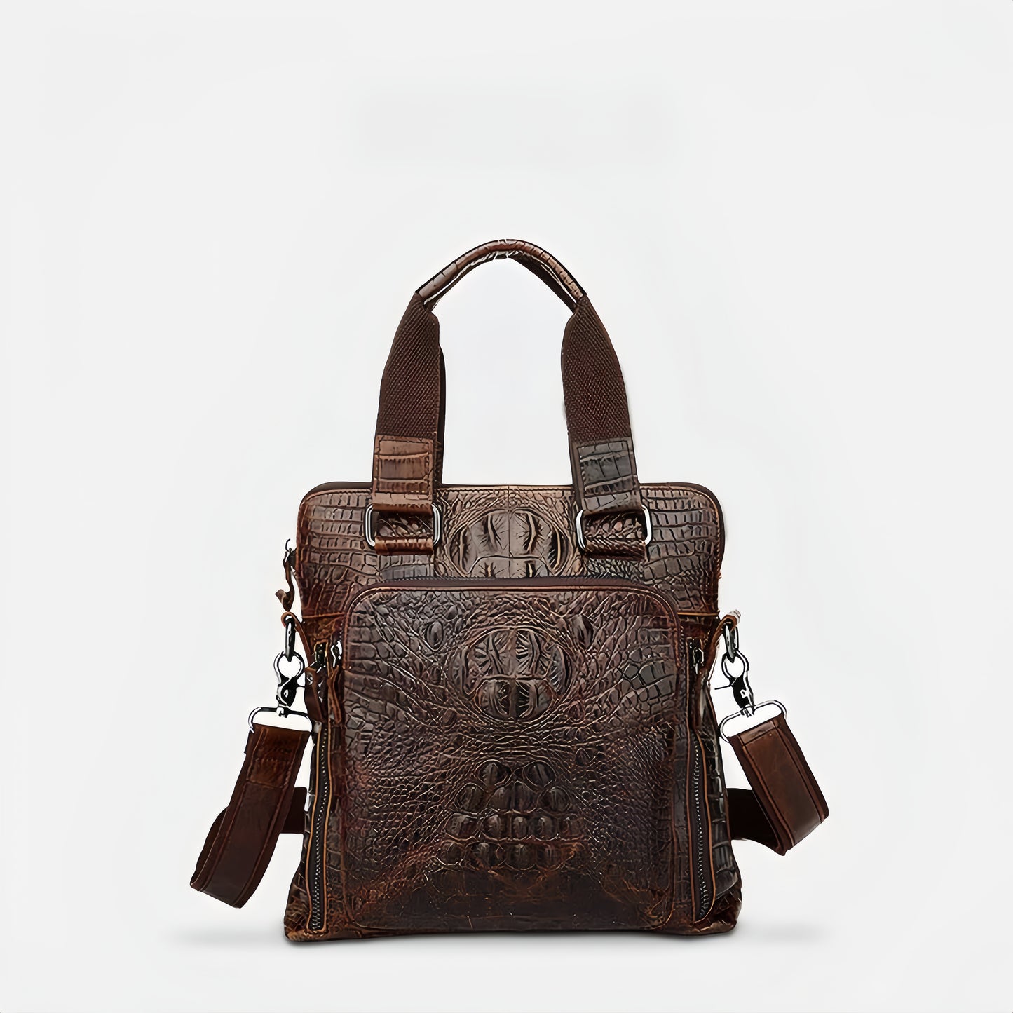 Men's Handheld Briefcase Crocodile Crossbody Bag