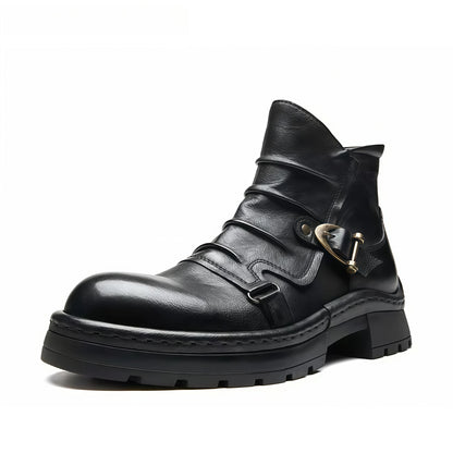 Calveto Handmade Cowhide Retro British Style Chelsea Fashion Boots