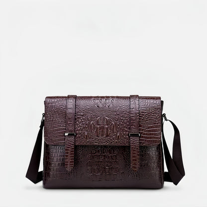 Horizontal Crocodile Pattern Men's Bag One Shoulder Briefcase