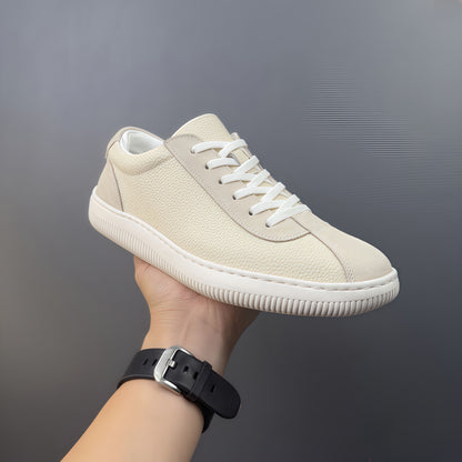 Calveto Simple Summer Fashion Casual White Sneakers | Genuine Leather Comfy Skate Shoes