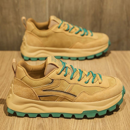 Calveto Handmade Retro Jogging Men's Shoes|Holiday Horsehide Leather Casual Shoes