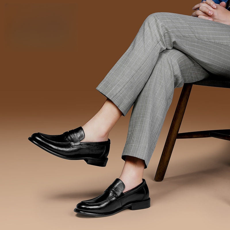 Calveto Business Casual Loafers | Glossy Genuine Cowhide Loafers for Men