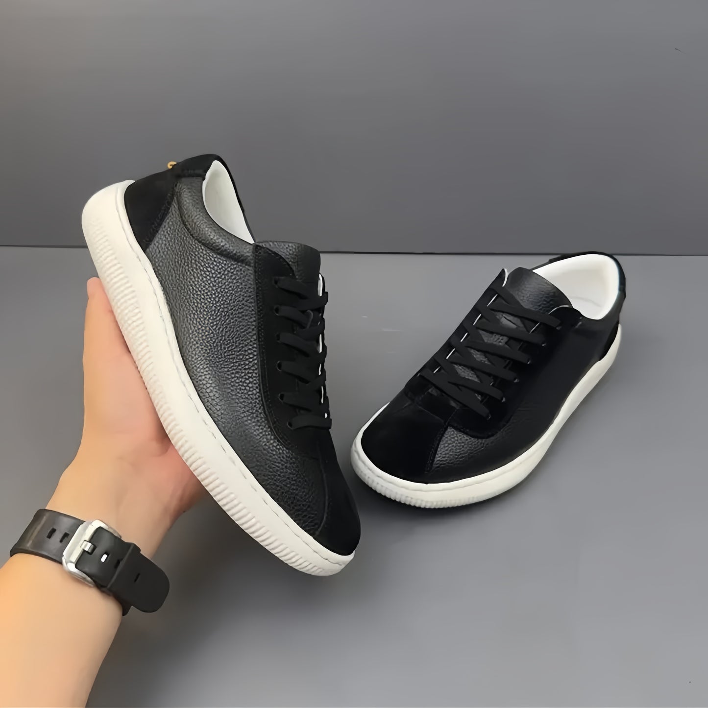 Calveto Simple Summer Fashion Casual White Sneakers | Genuine Leather Comfy Skate Shoes