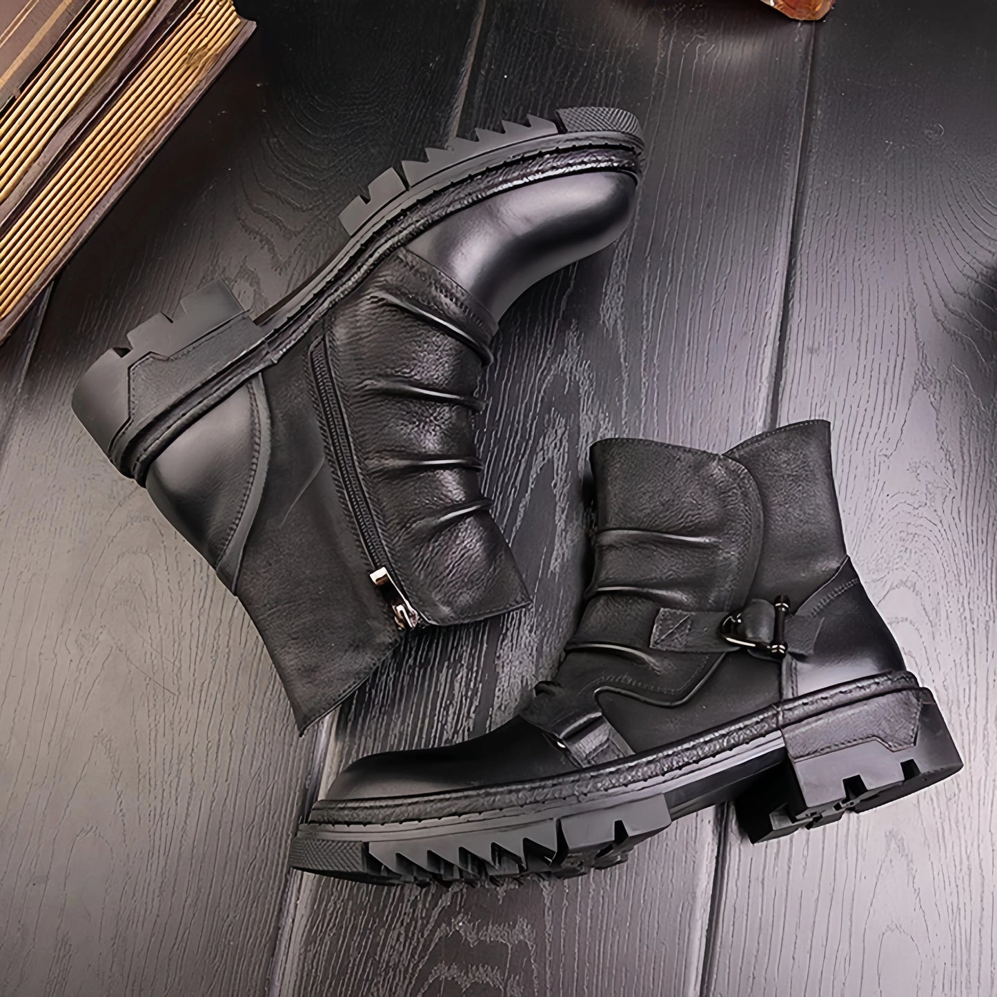 Calveto Handmade Cowhide Retro British Style Chelsea Fashion Boots