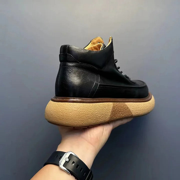 Calveto Handmade Retro Horsehide British Style Mid-top Boots