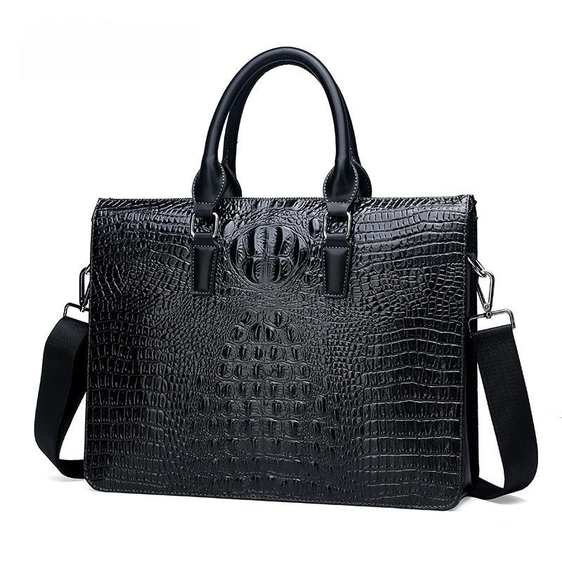 Men's crocodile pattern laptop bag briefcase