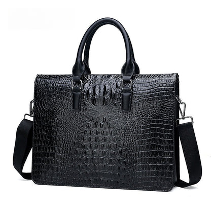 Men's crocodile pattern laptop bag briefcase
