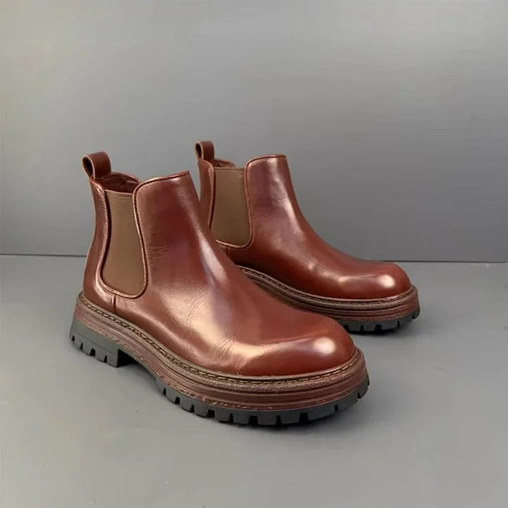 Calveto Handmade Retro Horsehide Chelsea Boot |Mid-top Martin Boots