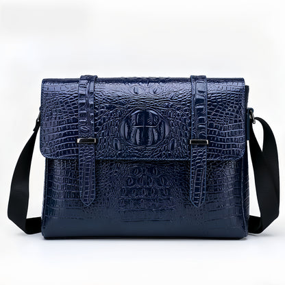 Horizontal Crocodile Pattern Men's Bag One Shoulder Briefcase