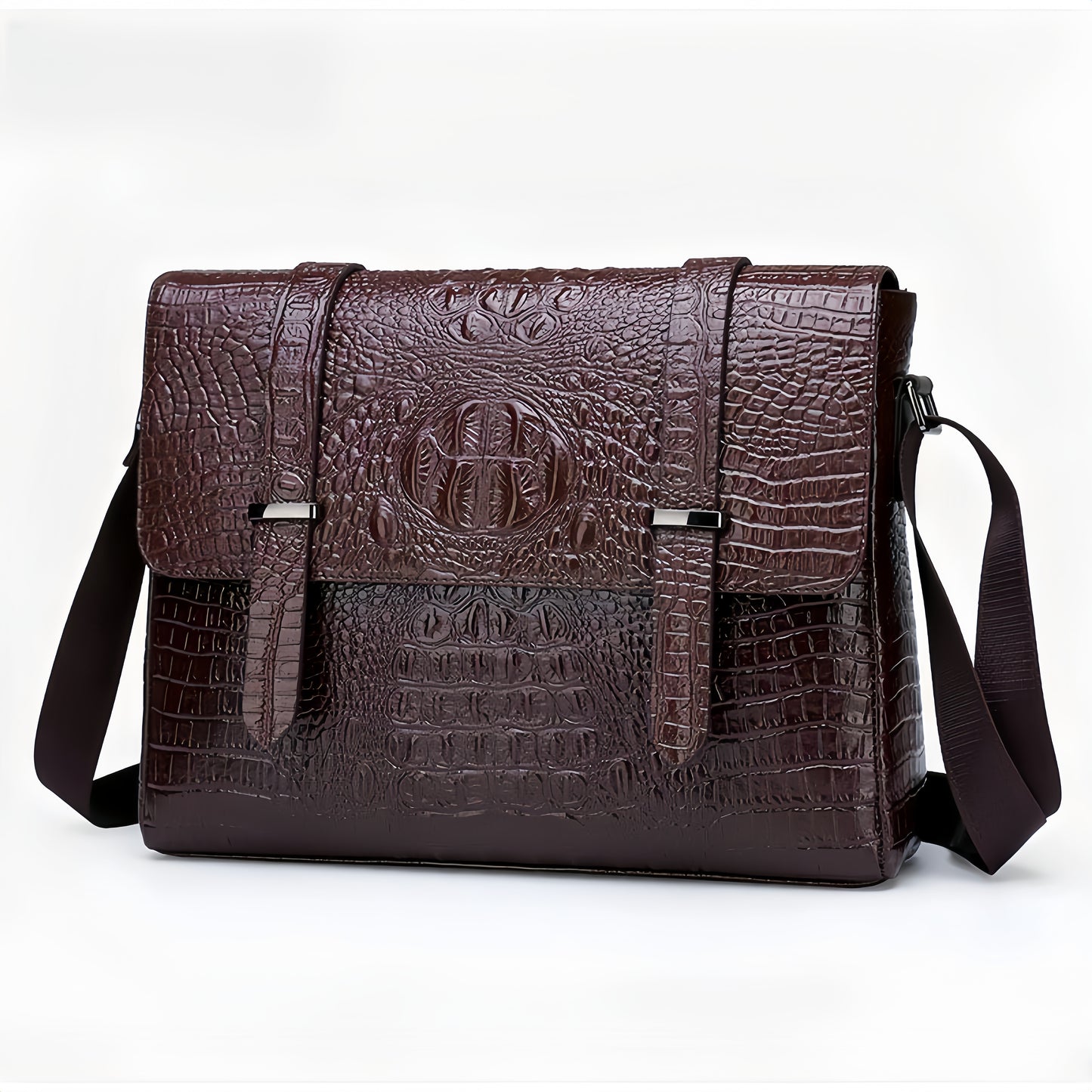 Horizontal Crocodile Pattern Men's Bag One Shoulder Briefcase