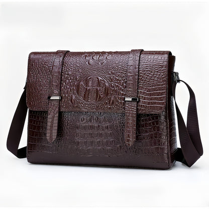 Horizontal Crocodile Pattern Men's Bag One Shoulder Briefcase