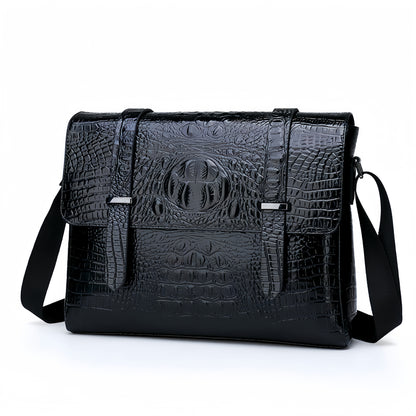 Horizontal Crocodile Pattern Men's Bag One Shoulder Briefcase