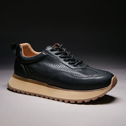 Retro Casual Sneakers for Summer with Genuine Top-Grain Horse Leather | Breathable Hollow-out Design