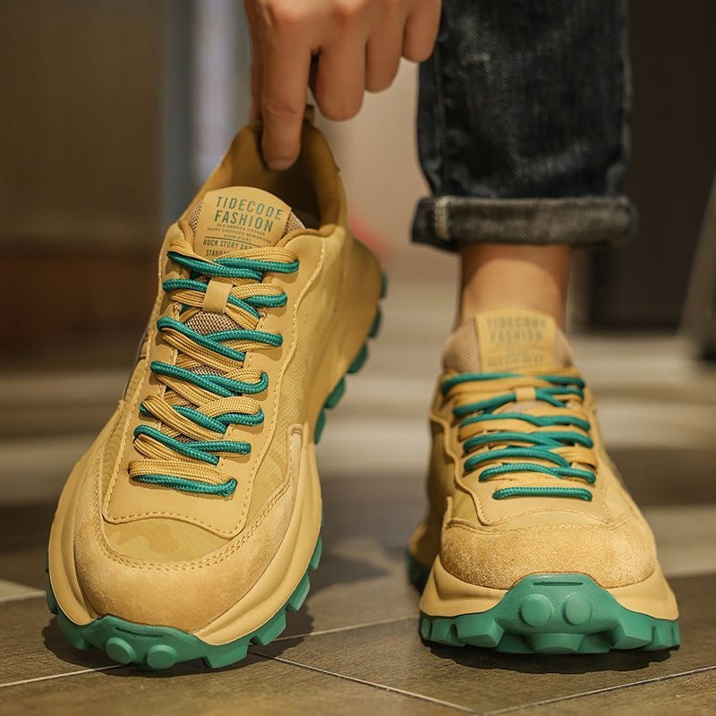 Calveto Handmade Retro Jogging Men's Shoes|Holiday Horsehide Leather Casual Shoes