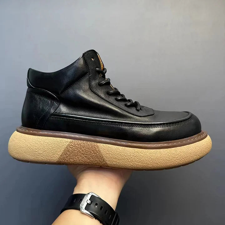 Calveto Handmade Retro Horsehide British Style Mid-top Boots