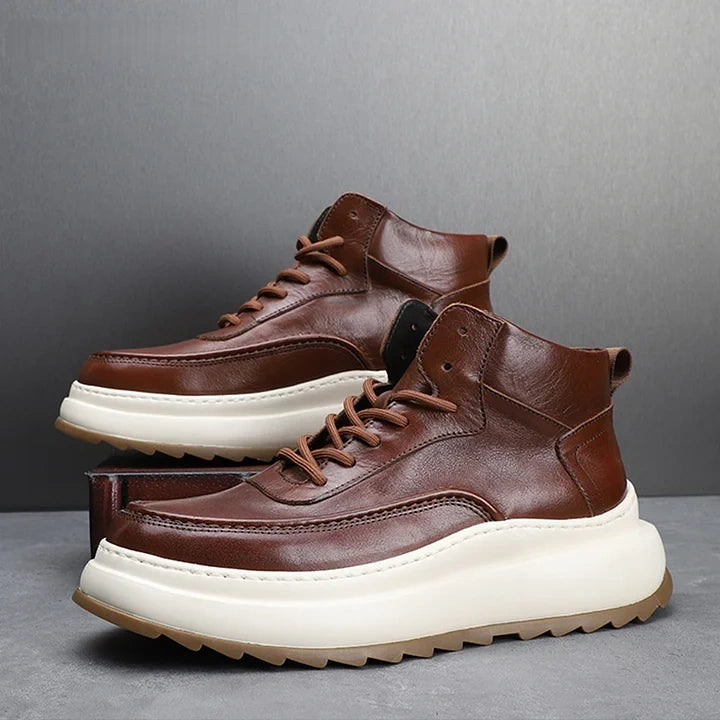 Calveto Luxury Casual Ankle Boots Washed Leather Platform Martens Boots