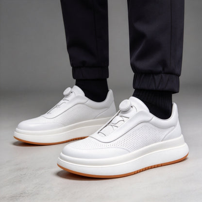 Zapatos de skate planos informales con punta redonda de cuero Calveto | Zapatillas de cuero genuino 