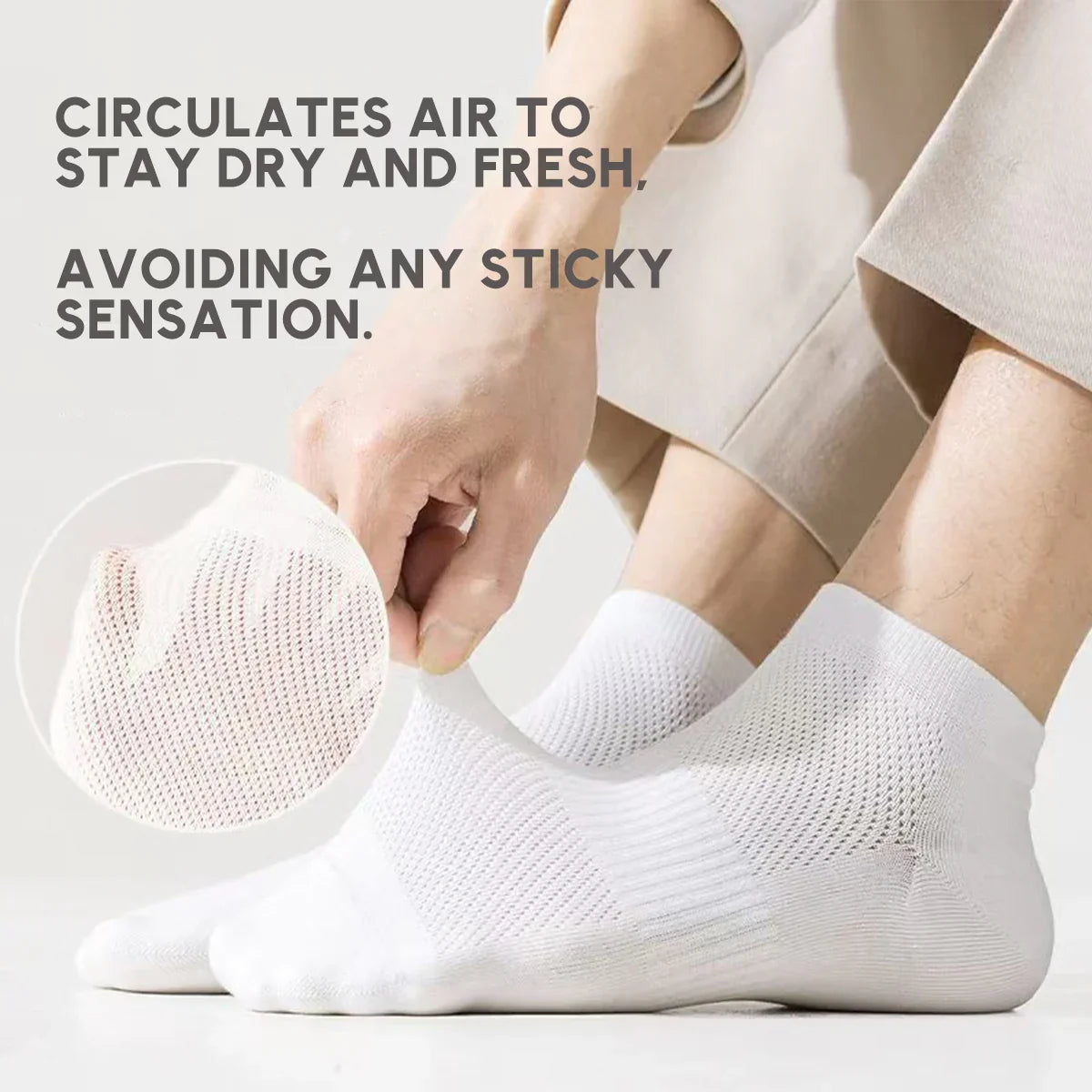 Men's Anti Odor Athletic Socks - Breathable Mesh No Show