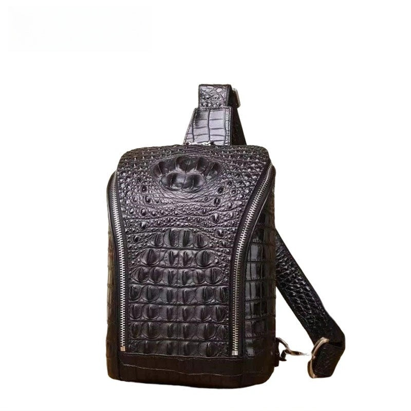 New men's trendy crocodile pattern chest bag