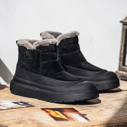 Calveto Men's Winter Snow Rugged Suede Leather Boots | Cold Weather Warm Outdoor Boots