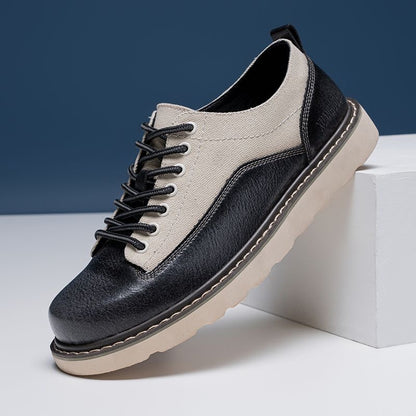 Calveto Handmade Retro British Style Cowhide Sneakers