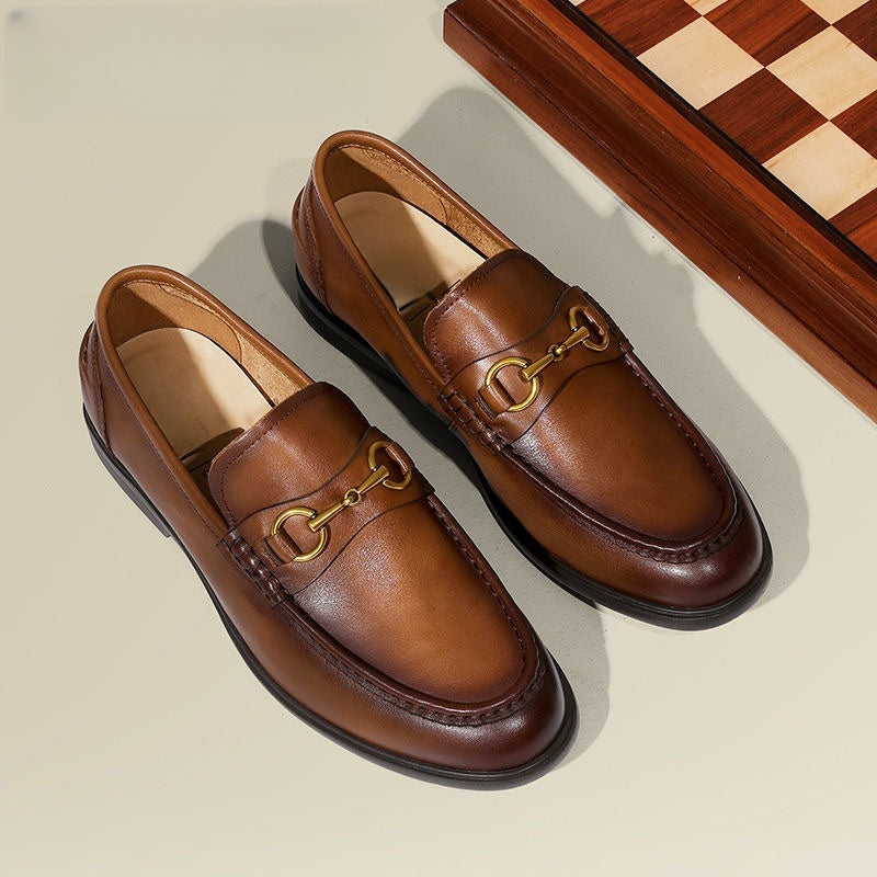 Breathable Summer Business Casual Slip-on Loafers for Men | Genuine Leather Sole, Lightweight & Comfortable Driving Shoes