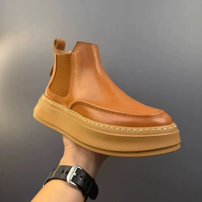 Calveto Handmade Retro Horsehide Chelsea Boots | Vintage British Style Martin Boot