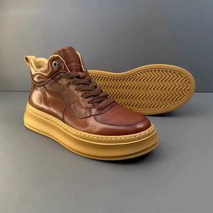 Calveto Handmade Retro Mid-top Horsehide Casual Boots