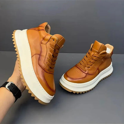 Calveto Handmade Retro Mid-top Casual Men Boots