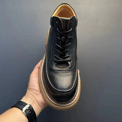 Calveto Handmade Retro Horsehide British Style Mid-top Boots