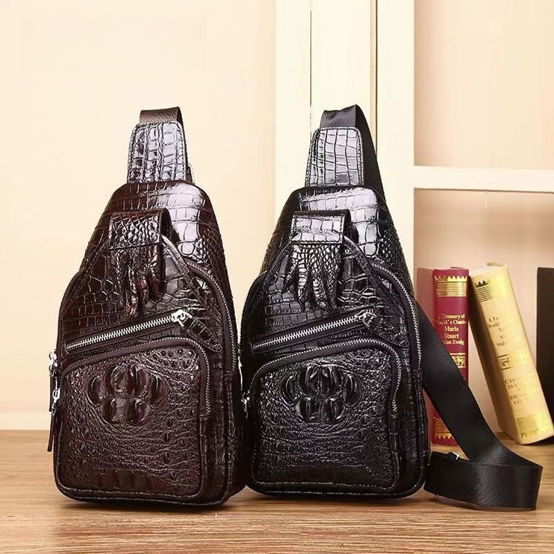Men's new high-end crocodile leather chest bag