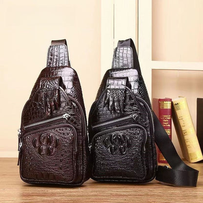 Men's new high-end crocodile leather chest bag