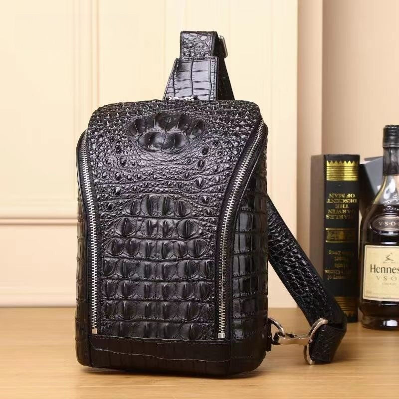 New men's trendy crocodile pattern chest bag