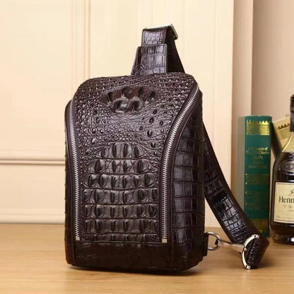 New men's trendy crocodile pattern chest bag