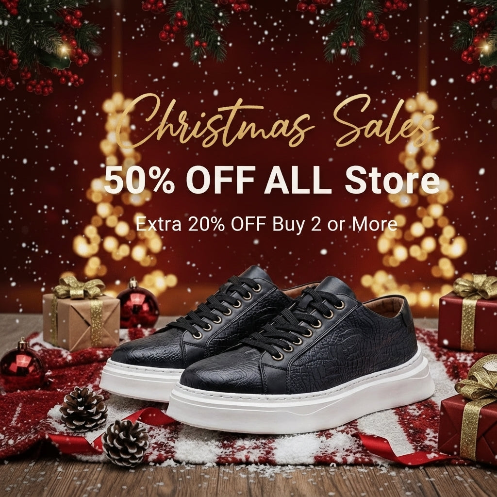 Calveto Crocodile Pattern Genuine Leather Round Toe Flat Casual Skate Shoes for Men | Lace-Up/Slip - On Arch Support Comfy Casual Sneakers