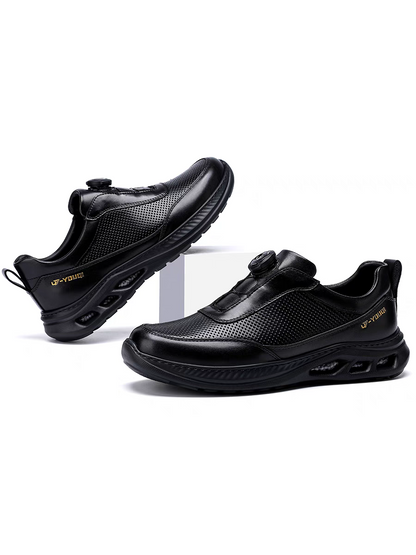 Calveto Men's Top-Grain Leather Casual Sneakers | Breathable Luxury Lifestyle Shoes