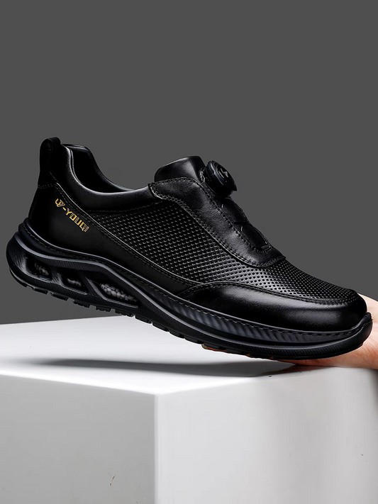 Calveto Men's Top-Grain Leather Casual Sneakers | Breathable Luxury Lifestyle Shoes