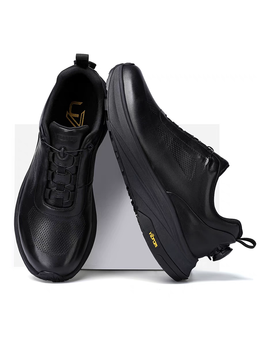 Calveto Men's New Top-Grain Leather Sneakers | Buckle Detail Premium Casual Shoes