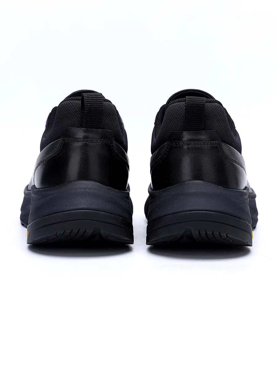 Calveto Men’s Platform Running Shoes | Black Top-Grain Leather with Rotating Buckle